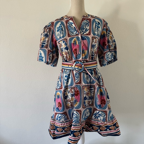 Joie Dresses & Skirts - Joie tropical multi color printed Dress with Belt